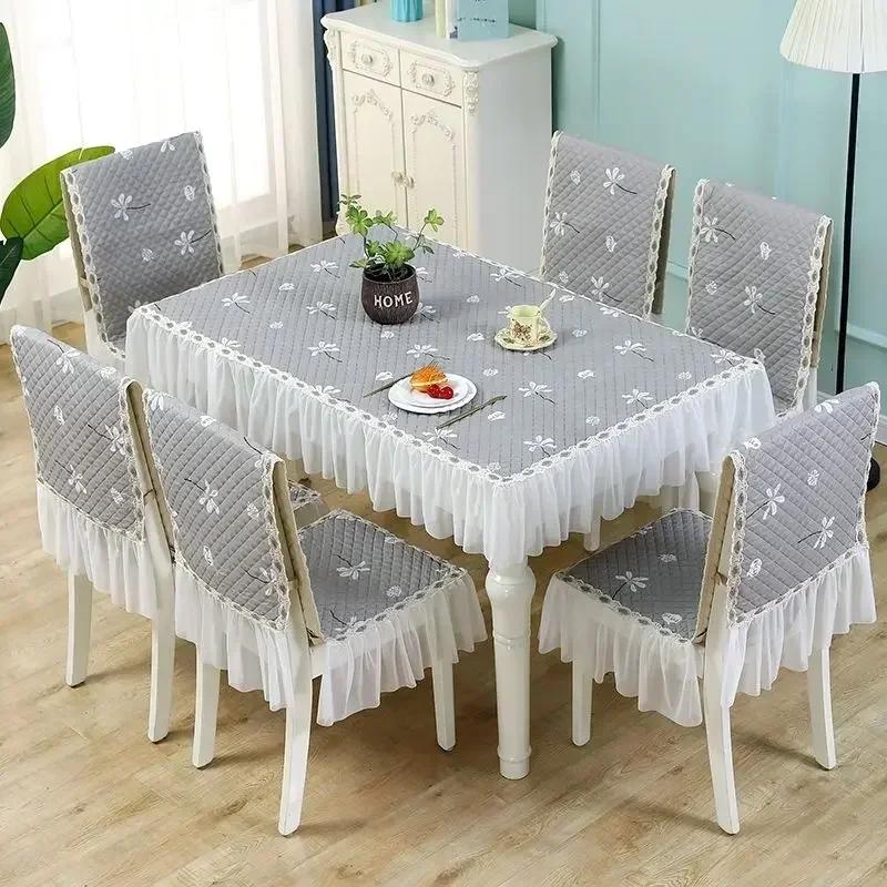 Обеденный стол в европейском стиле, интегрированная тканевая подушка для стула, кружевная кружевная подушка для обеденного стола, противоскользящая подушка для сиденья