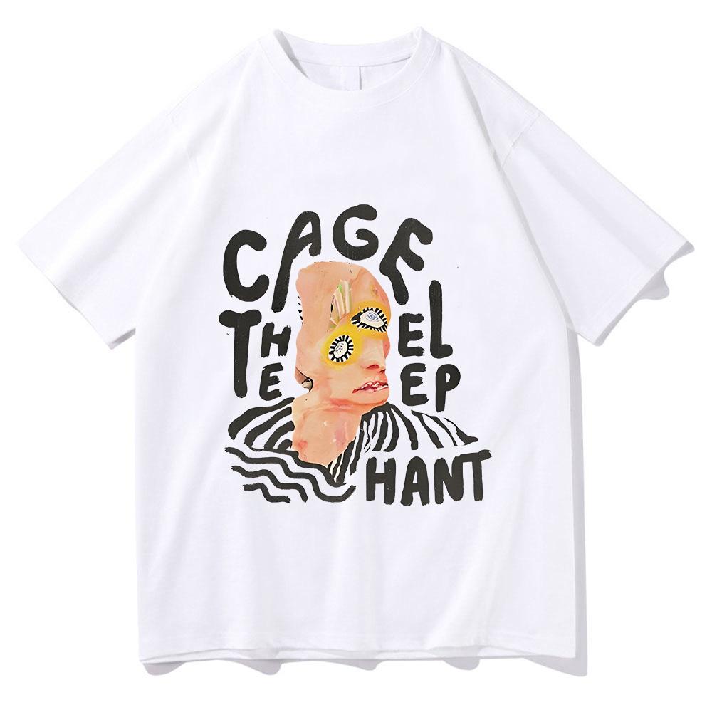 2025 Retro Sudaderas T-shirt Cage The Elephant Graphic Printing Grunge Tee-shirt Summer Cotton Tshirt Unisex Fashion Punk Tees