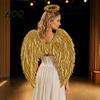 Christmas Angel Costume Wings for Kids Feathered Wing Dress Up Halloween Cosplay Accessory Fancy Dress Party Performance Dark Guardian