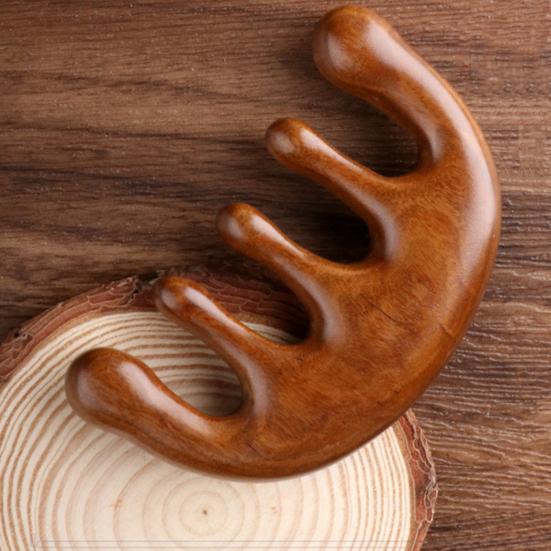 Расческа для массажа кожи головы из сандалового дерева, многофункциональная меридианная расческа, деревянная расческа с широкими зубьями, массажер для лица, головы, тела, инструмент для гуаша, скрабер