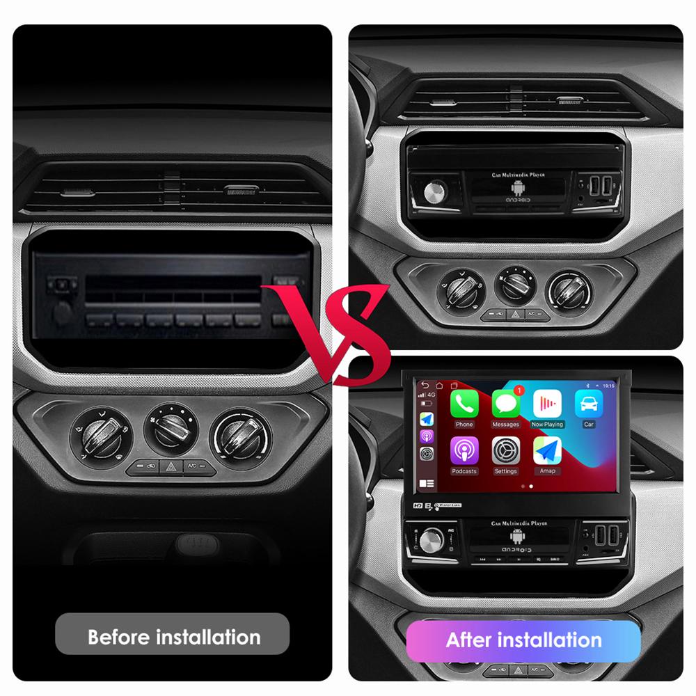 Автомобильная магнитола Hizpo 7 дюймов, одинарный, 1 Din, авторадио, CarPlay, GPS-навигация, выдвижной экран, 1Din, Android 12, мультимедийный плеер, универсальное аудио-видео головное устройство
