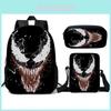 Школьный рюкзак, сумка для ланча, пенал Venom для детей, набор из трех предметов для детей