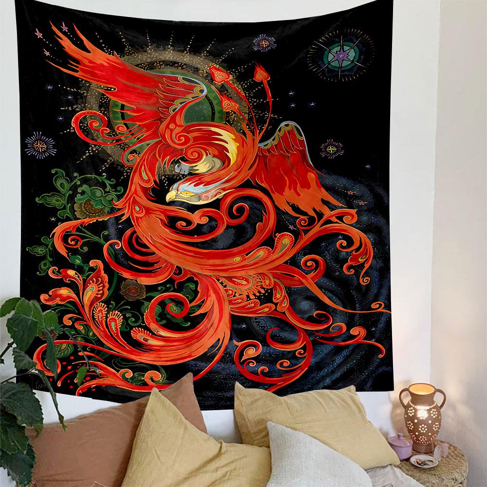 Phoenix Decorative Tapestry Wall Hanging, Mythical Bird Art, Wall Decor for Bedroom Living Room Dorm