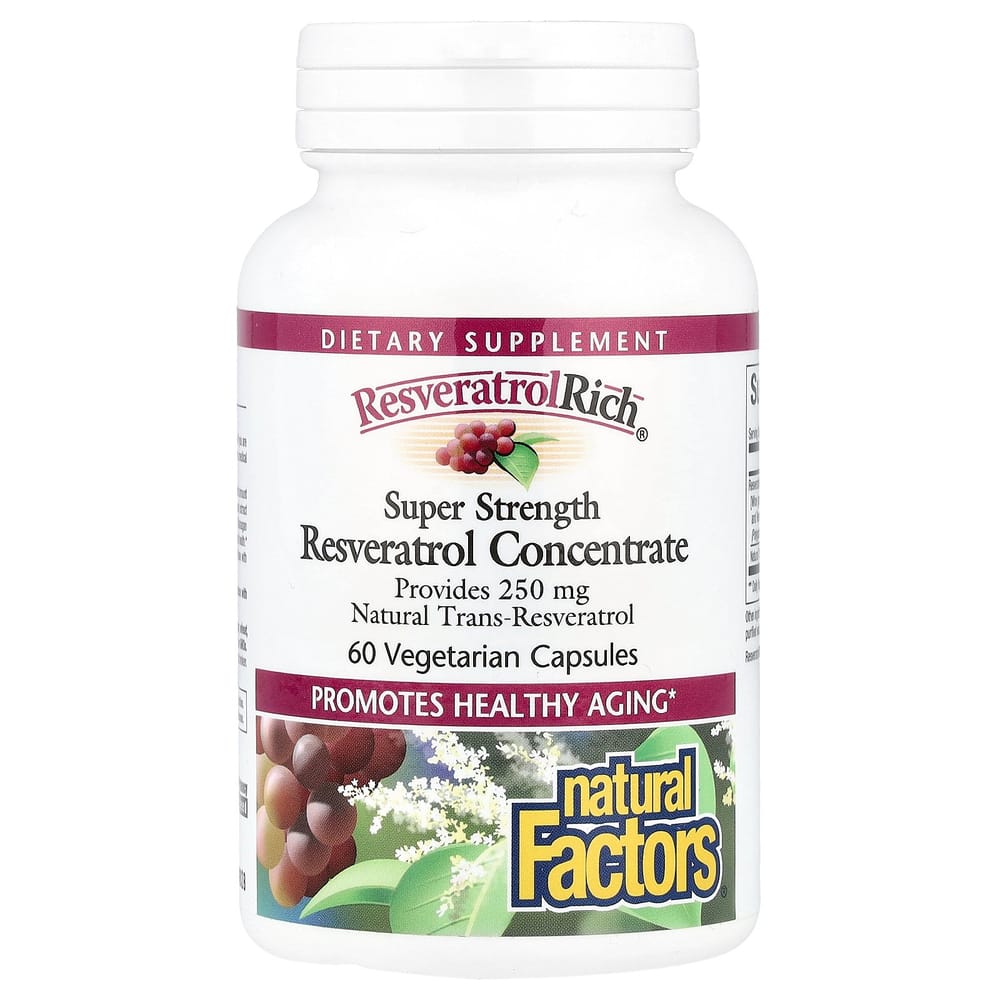 Natural Factors ResveratrolRich Super Strength Resveratrol Concentrate Veggie Capsules, 60 Count