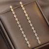FYUAN Simple Geometric Zircon Crystal Earrings for Women Gold Copper Color Long Tassel Dangle Earrings Party Weddings Zircon