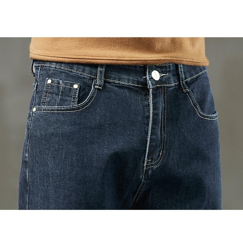 Plus Size Autumn Style Jeans Long Pants Blue Men Elastic Loose Vintage High Waist Basic Casual Fashion Harem Men Trousers