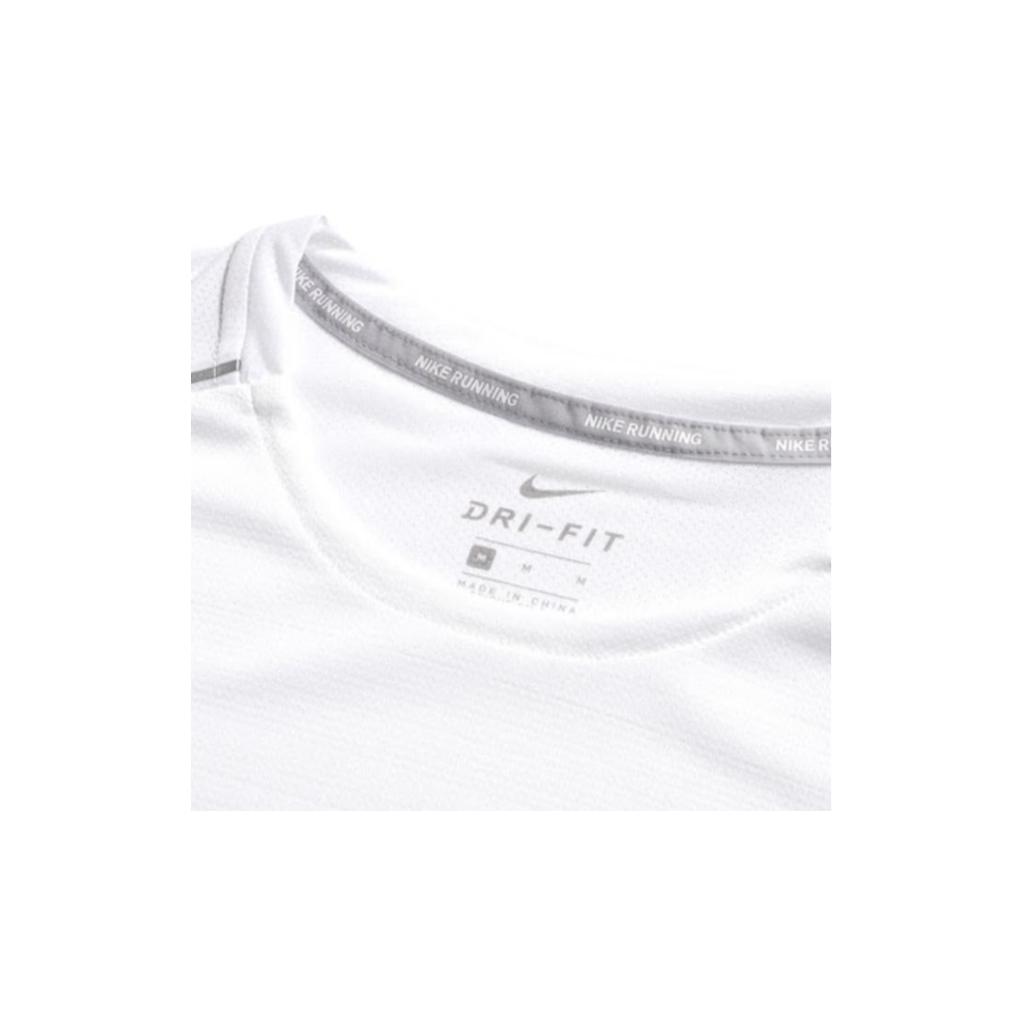 Nike Dri-Fit Miler Running Быстросохнущая футболка с круглым вырезом Мужские топы белые AJ7566-100