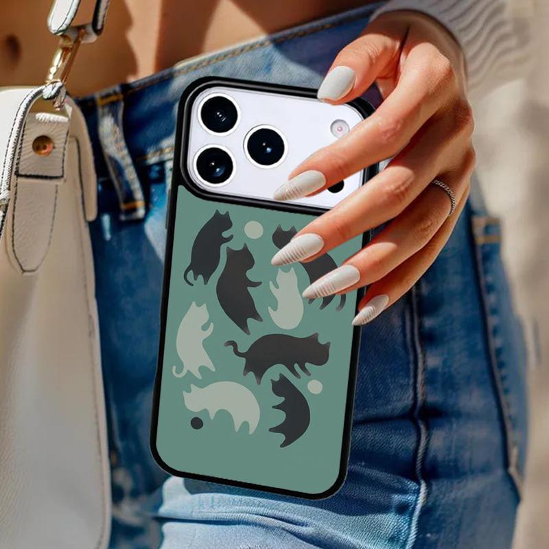 Чехол для телефона с абстрактным котом и японским пейзажем Для iPhone 17 Air 14 15 13 12 Max Чехол Для Apple 15 16 16e 11 Pro Max Plus Coque
