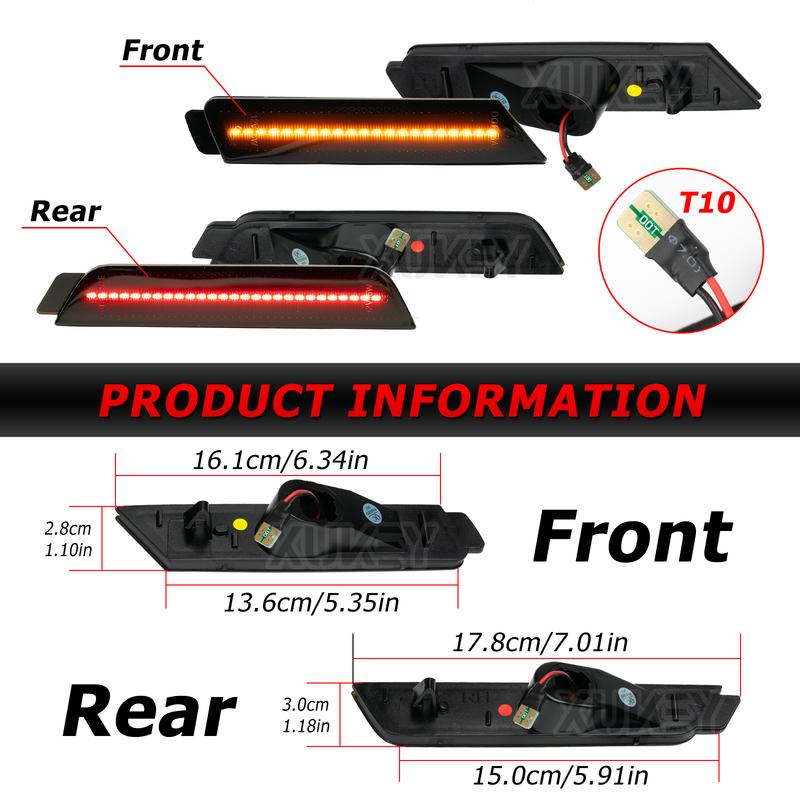 4x Amber Red LED Smoked Lens Front Rear Bumper Side Marker Light Wheel Arch Lamp For Chevy Camaro 2010 2011 2012 2013 2014 2015