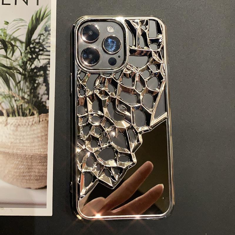 Роскошный полый гальванический зеркальный чехол для iPhone 15, 14, 13, 12, 11 Pro Max, чехлы для защиты от падения