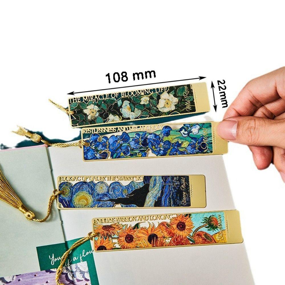 Painting Flower Metal Bookmark Hollow Literary Flower Pagination Mark  Student Gift