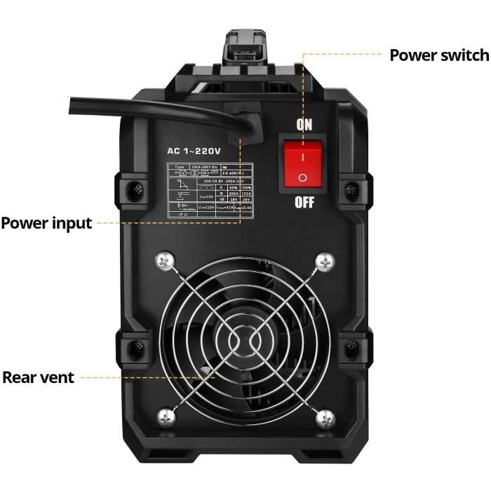 DEKO Soudeuse MMA 220 V, support d'électrode de Machine à souder ARC 200A, pince de travail, câble adaptateur d'alimentation d' A36