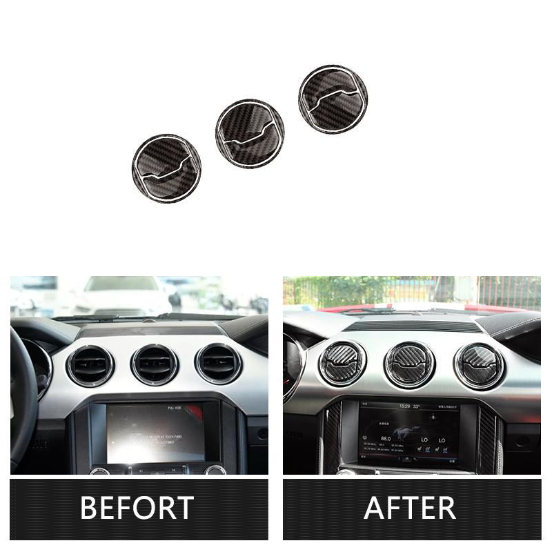 Для Ford Mustang 2015 2016 2017 углеродное волокно салон автомобиля центральная консоль кондиционер вентиляционное отверстие на выходе