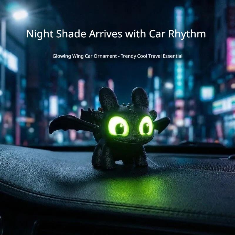 New How To Train Your Dragon Toothless Mini Figurine Ornament Shaking Light Up Eyes Breathing Lamp Effect Movable Wings Pendant