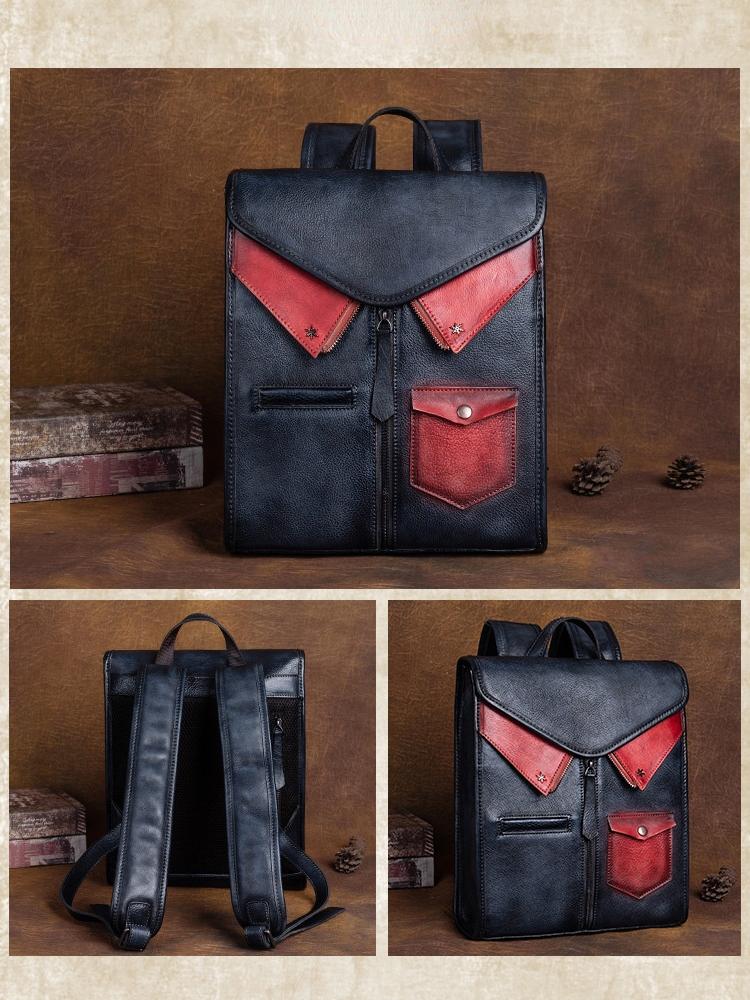 Johnature Vintage Genuine Leather Backpack Women Bag Leisure Large Capacity Real Cowhide Travel Bag Creative Backpacks