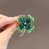 Fashion Rhinestone Clover Brooches Women Clothing Coat Jewelry Party Accessories