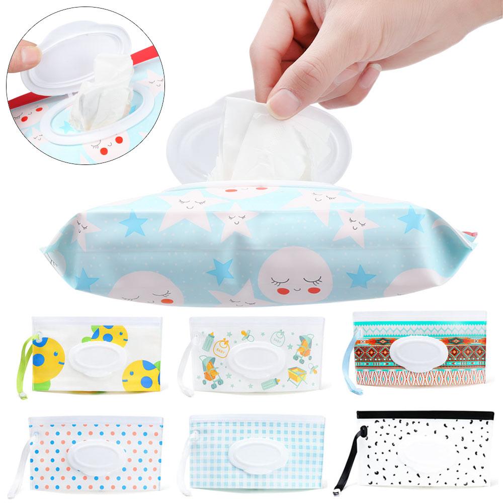 Portable Snap-Strap Carrying Case Wet Wipes Bag Cosmetic Pouch Tissue Box Stroller Accessories