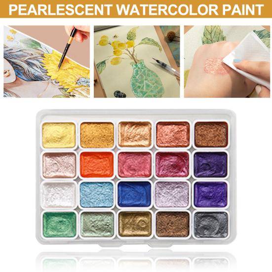 Набор акварельных красок с блестками, мерцающие металлические перламутровые цвета, портативные акварельные краски художественного класса