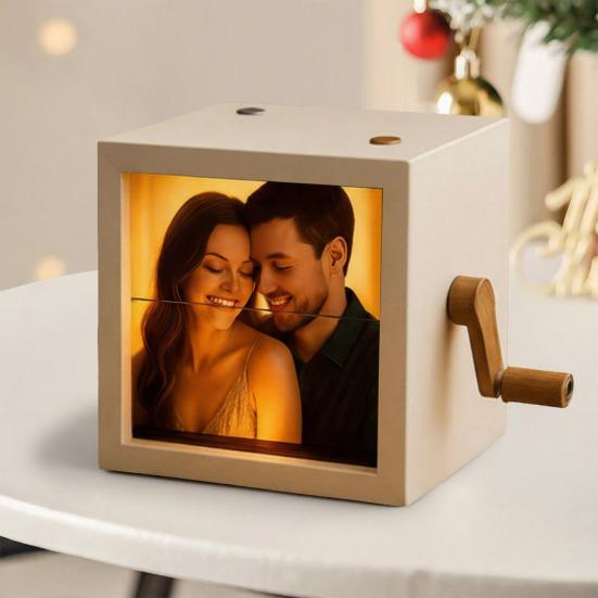 Yousheng Индивидуальная фото-раскладушка Ручная анимационная книжка-раскладушка с фото Картинная коробка со светом Персонализированная фото-раскладушка Рамка Машина для анимации Подарки на Рождество