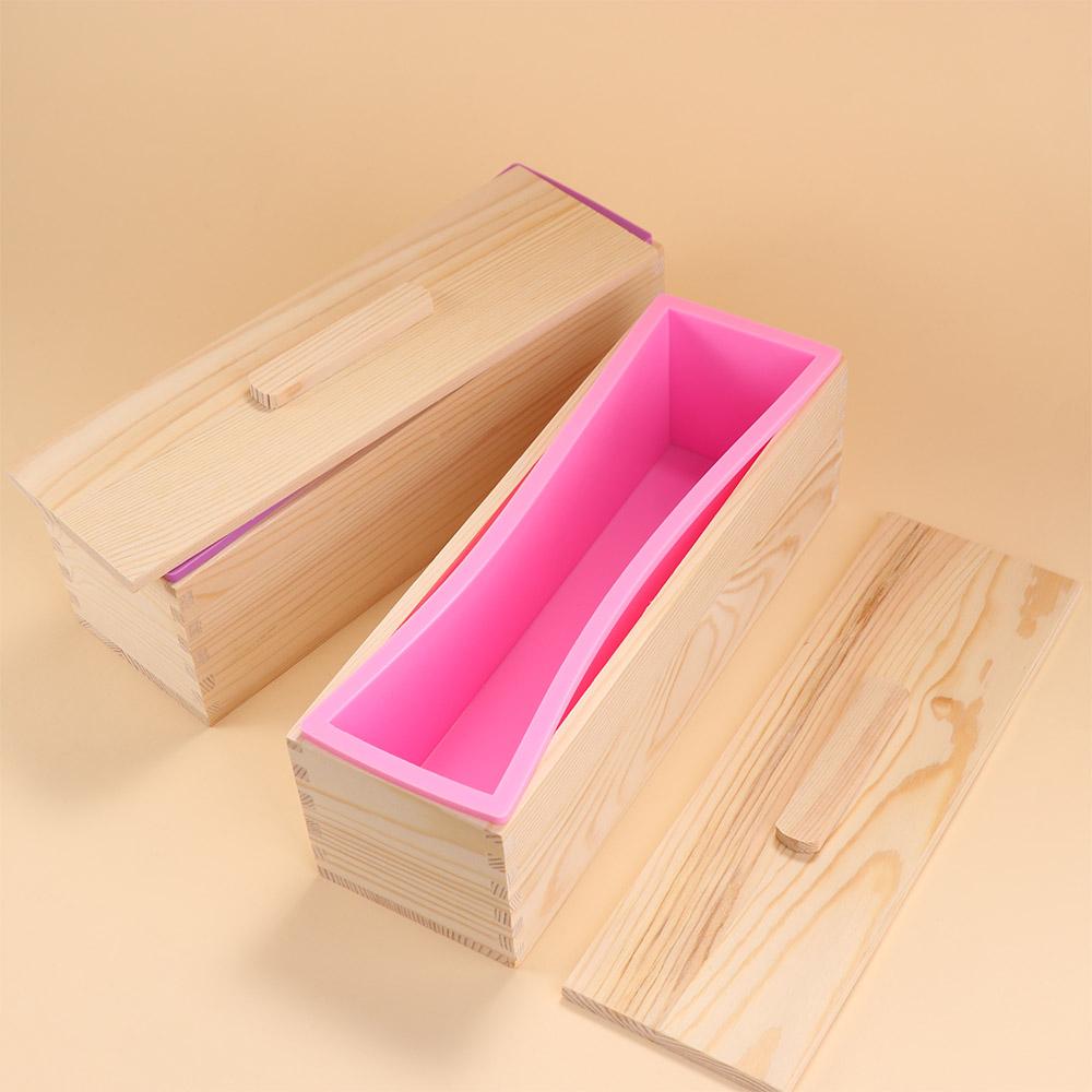 with Wooden Box and Lid Loaf Mould Rectangle Toast Mold Baking Tool Silicone Soap Mold Cake