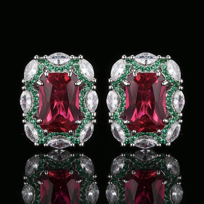 Комплект украшений Wind, рубиновое ожерелье, серьги-гвоздики, красный корунд изменит цвет, высококачественная легкая роскошная женская мода