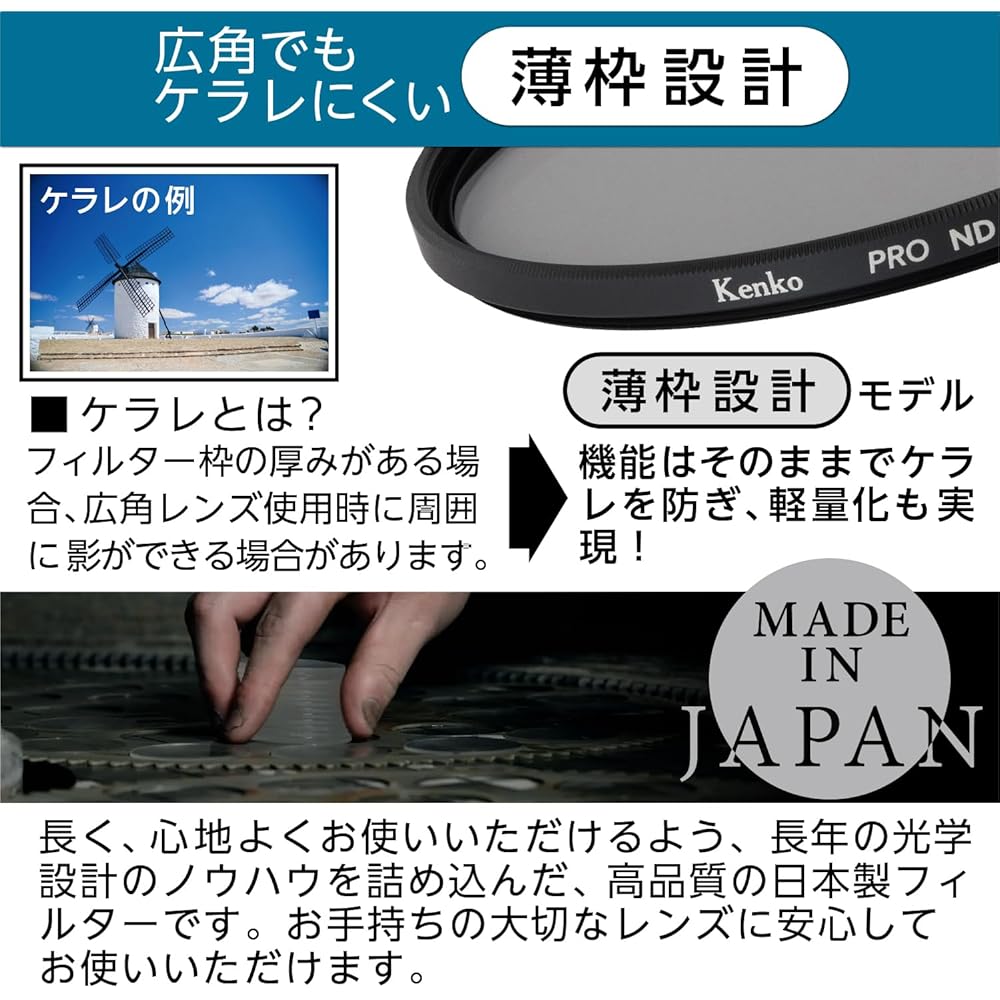 Kenko PRO ND8 N 82mm ND Filter for Light Reduction, High Neutral Performance, Vacuum Deposition Technology, Reduces Light Output to 1/8, Made in Japan