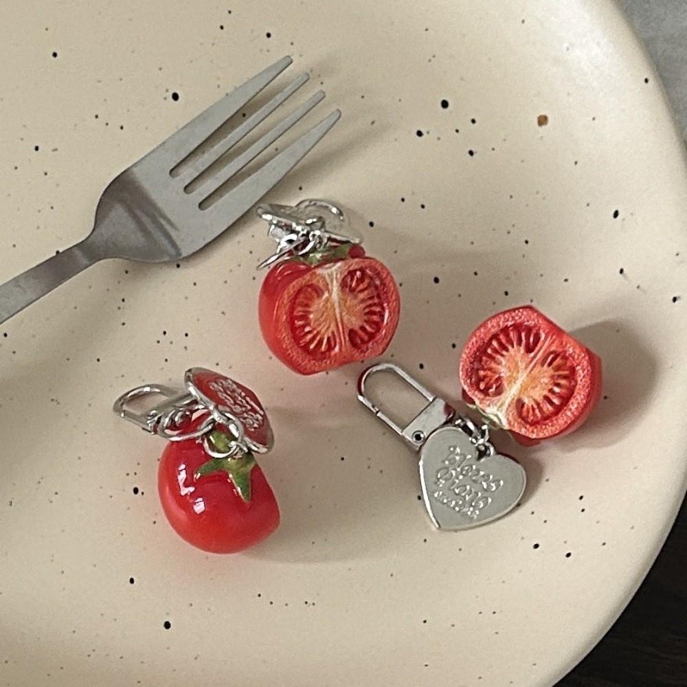 Red Fruit Key Chain Realistic 3D Resin Key Ring Cute Tomato Bag Charm Holiday Party