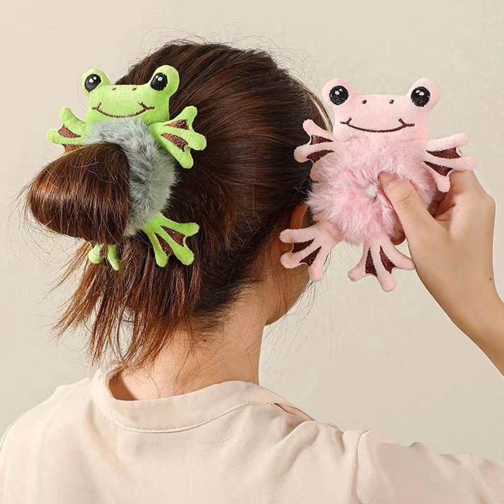 Women Girls Cute Cartoon Panda Hair Scrunchies Bear Elastic Plush Hair Sweet Cat Ponytail Hair L4U6