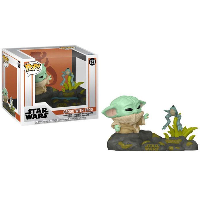 Figurine funko pop! deluxe | star wars | the mandalorian din grogu w/frog