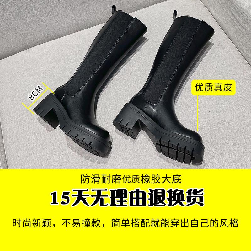 Изготовление на заказ женских сапог Мона, но сапоги до колена, кожаные сапоги-сигареты на толстой подошве, сапоги Мартин в европейском и американском стиле