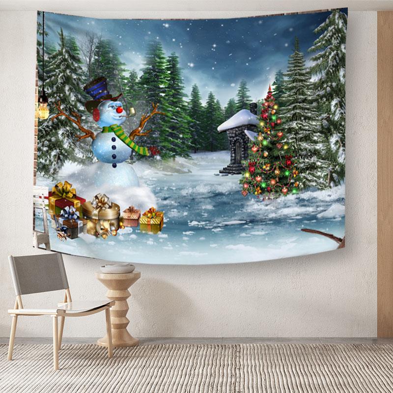 Рождество Новый год Санта Снежная сцена гобелен настенный подарок Лось богемный стиль занавеска для кровати общежитие домашний декор
