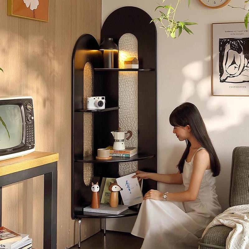 Chinese Solid Wood Corner Cabinet: Retro Bookcase & Sideboard Storage for Living Room