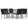 VidaXL Garden Dining Set 7 Pcs Cushions Wicker Steel, Dining Set, Outdoor Dining Set, 3186948