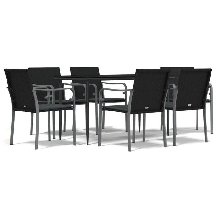 VidaXL Garden Dining Set 7 Pcs Cushions Wicker Steel, Dining Set, Outdoor Dining Set, 3186948