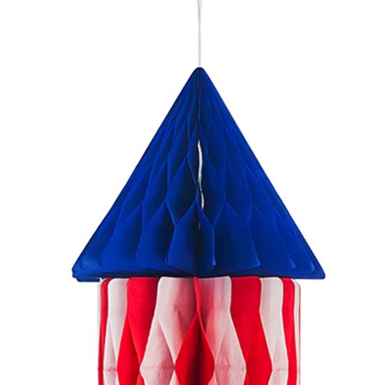 4th of July Rocket Honeycomb Decoration Patriotic Red White Blue Hanging