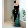 Женское черное вечернее платье в банкетном стиле, бюстгальтер с рыбьим хвостом, элегантное длинное платье в стиле ретро