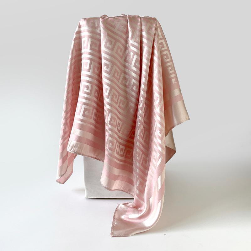 Imitation Silk Scarf for Women Solid Color Printed Scarf Scalp Shawl Scarf