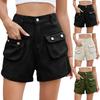 Ladies' Fashionable Sexy Solid Color Elastic Waist Workwear Casual Shorts