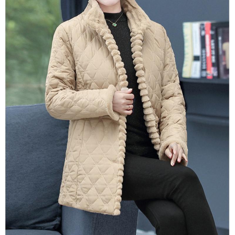 Осенне-зимняя куртка для мам среднего и пожилого возраста, короткая, из бархата, однотонная, корейская, женская одежда больших размеров