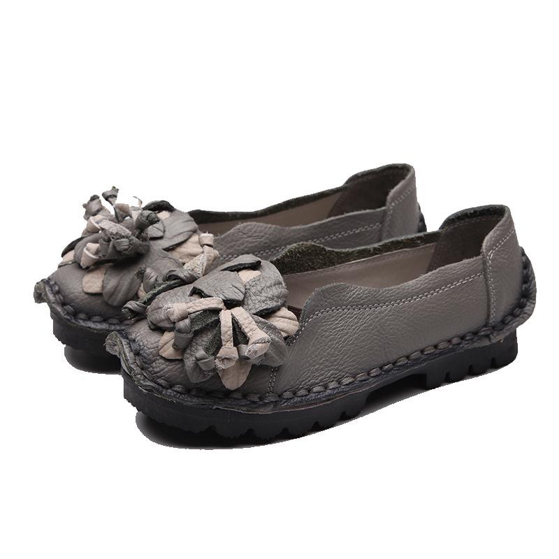 Женские мягкие туфли из натуральной кожи на плоской подошве. Ручная работа