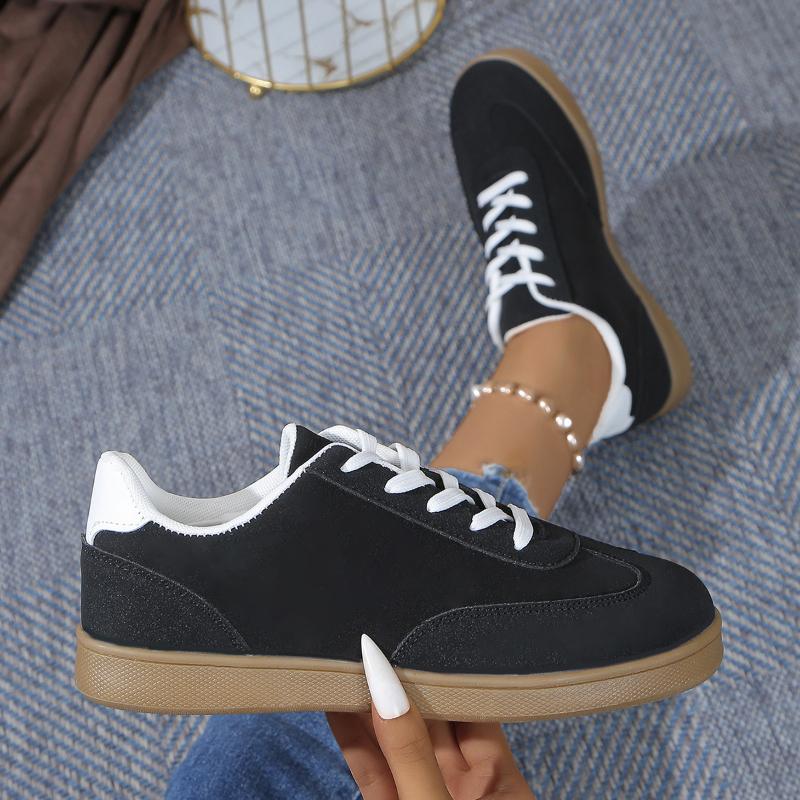 Модные осенние новые повседневные спортивные туфли с круглым носком и плоской подошвой, модные популярные кроссовки на шнуровке, нескользящие женские вулканизированные туфли