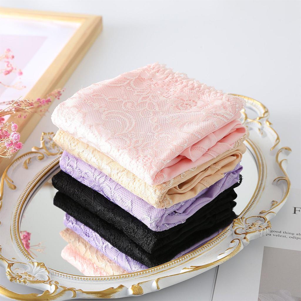 Plus Size High Waist Women's Briefs with Lace Edge In Solid Colors