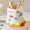 Desk Pen Holder Cartoon Vehicle Shape Pencil Holder Multi-functional Desktop Makeup Brush Organizer for Home School Office