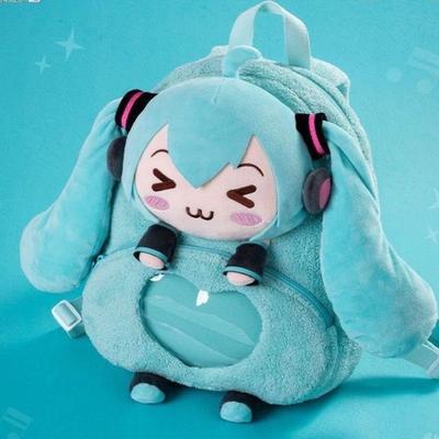 НОВЫЙ Hatsune Miku Каваий Милый Аниме Мультфильм Ита-бэг Прищуренные Глаза Плюшевый Мультфильм Трехмерная Кукла Рюкзак Большой Вместимости