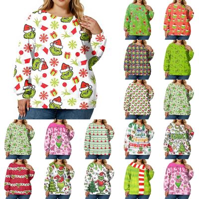 Рождественские толстовки для женщин свитер милая рубашка осенний пуловер топ