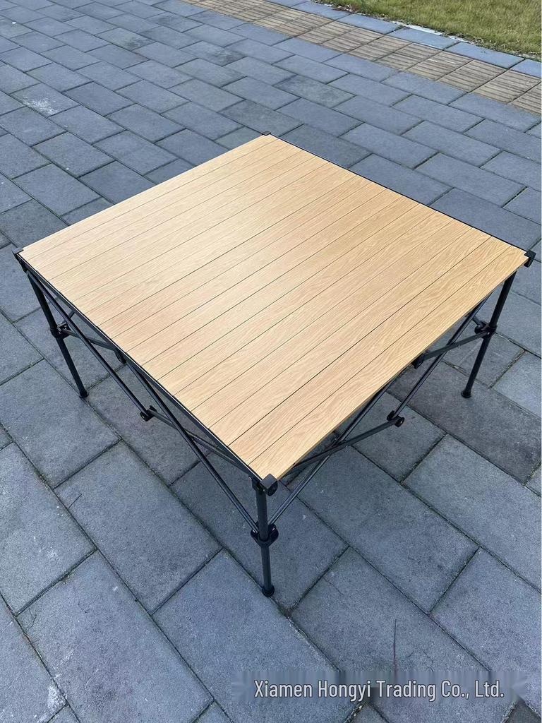 Складной алюминиевый стол Hongyi с бамбуковым узором – для улицы, с регулируемой высотой, для чая, барбекю, карточных игр, маджонга, обеда.
