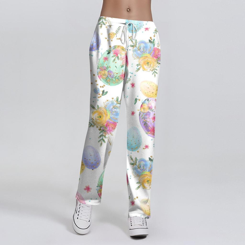 Женские модные свободные повседневные брюки с пасхальным принтом