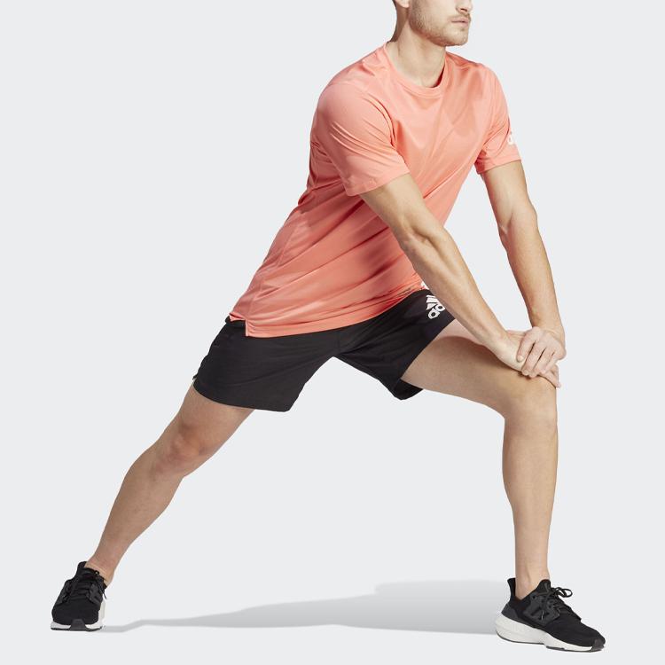 Adidas Футболка с круглым вырезом и логотипом Run It Letter, мужские топы, розовые IC7646