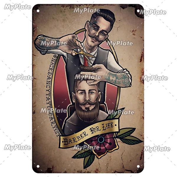 Винтажный постер парикмахерской, металлическая табличка, жестяная табличка, настенные поделки, ретро-декор для дома, украшение, подарок