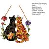 Dual Cat Flower Hanging Decoration Front Door Wall Window Acrylic Kitten Animal Floral Ornament